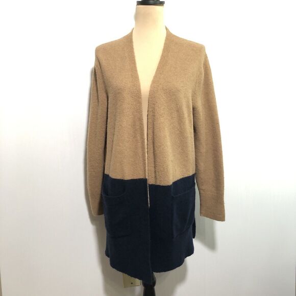 Madewell Cardigan Sweater Womens Medium Blue Kent Wool Alpaca Blend Color Block - Picture 2 of 16